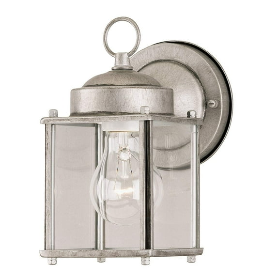 Westinghouse Lighting 6468400 One-Light Exterior Wall Lantern, Antique Silver Finish on Steel with Clear Glass Panels