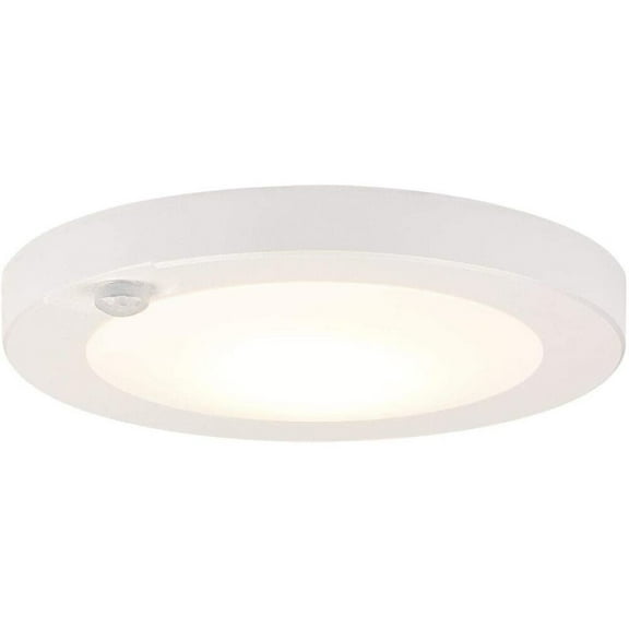 Westinghouse Lighting 6-Inch 7-Watt LED Indoor Flush Mount Ceiling Fixture with Motion Sensor 3000K - White with Frosted Shade