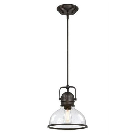 Westinghouse Lighting  Boswell One-Light LED Indoor Mini Pendant 9-Watt - Black-Bronze Seeded Glass