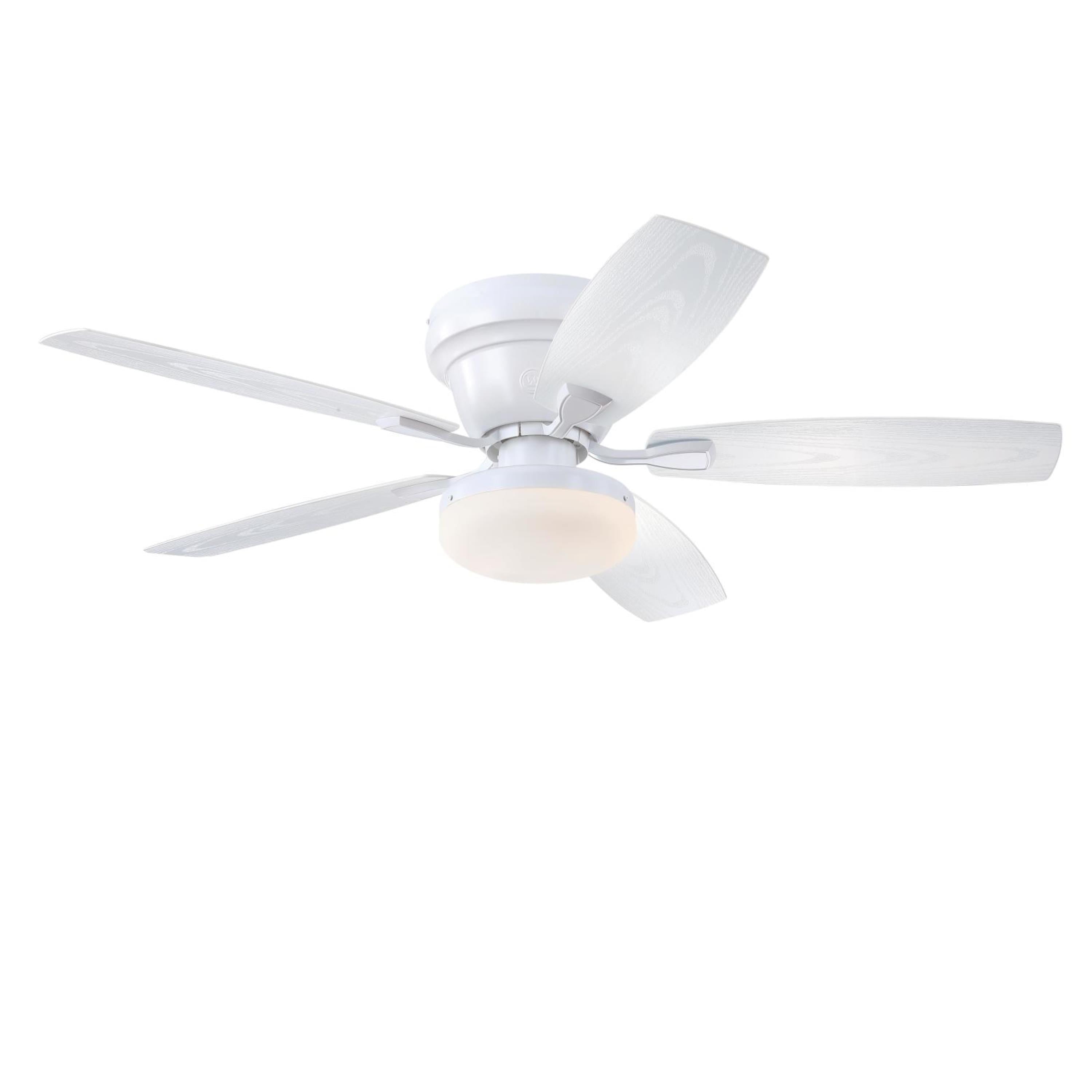 Westinghouse Lighting Contempra 52-Inch Indoor/Outdoor 5-Blade Matte White Ceiling Fan, Dimmable LED Light Fixture with Opal Frosted Glass, Remote Control Included