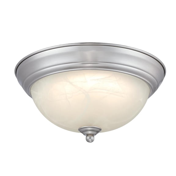 Westinghouse Lighting Dubrow 11-Inch 14-Watt LED Flush Mount Ceiling Fixture, Brushed Nickel Finish, White Alabaster Glass Shade