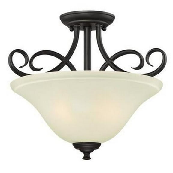 Westinghouse Lighting Dunmore 15-Inch, Two-Light Indoor Semi-Flush Mount Ceiling Fixture Oil Rubbed Bronze