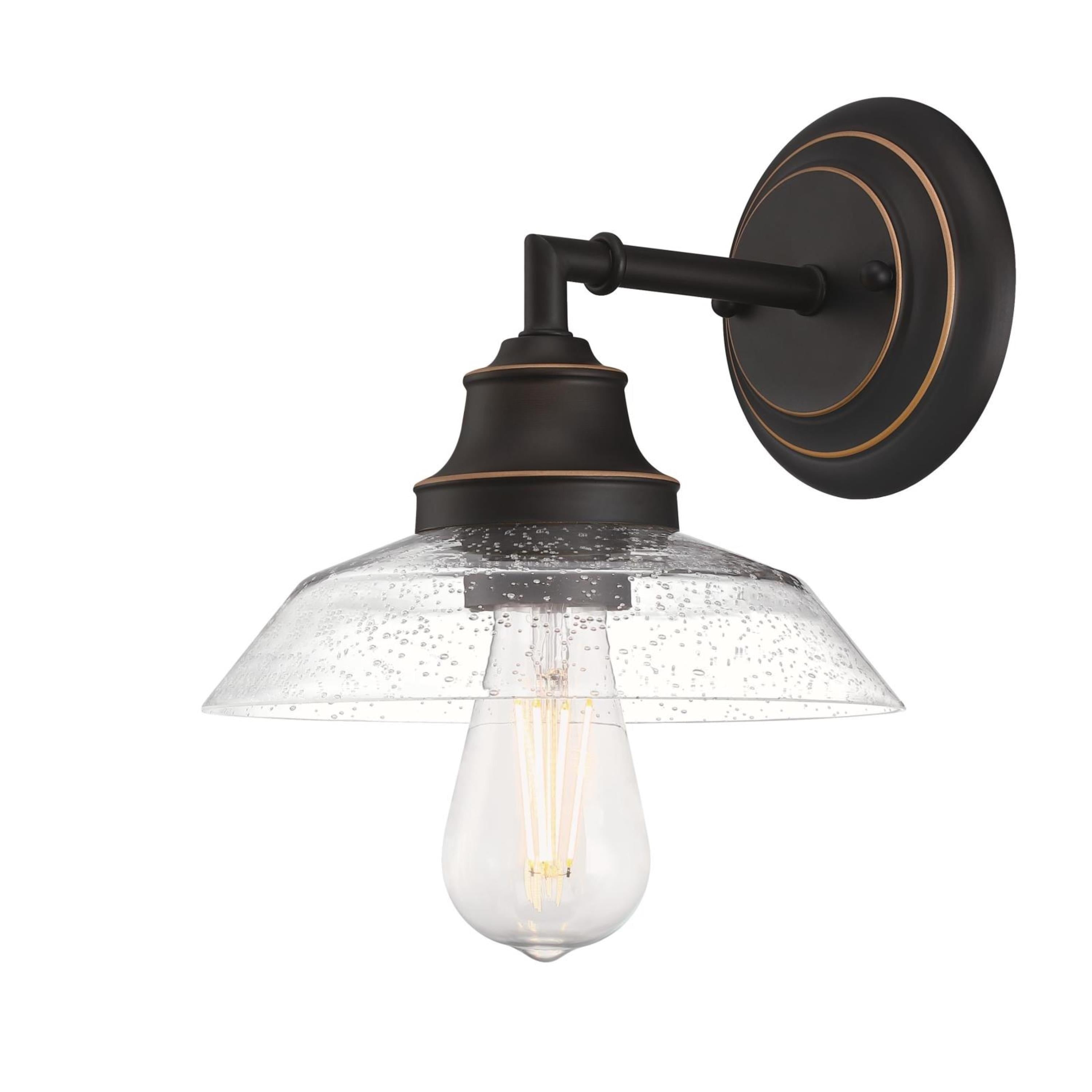 Iron Hill Oil-Rubbed Bronze Wall Sconce with Seeded Glass