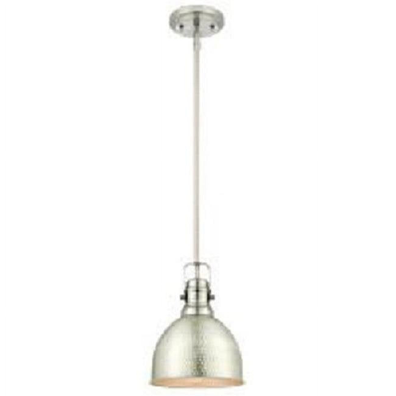 Brushed Nickel Mini Pendant Light with Hammered Dome Shade