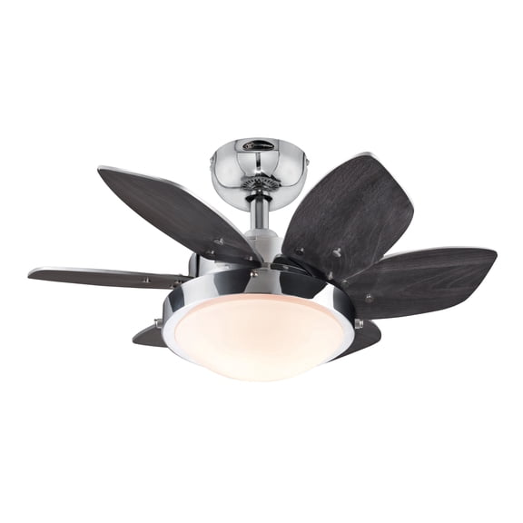 Westinghouse Lighting Quince 24-Inch 6-Blade Chrome Indoor Ceiling Fan with Dimmable LED Light Fixture and Opal Frosted Glass