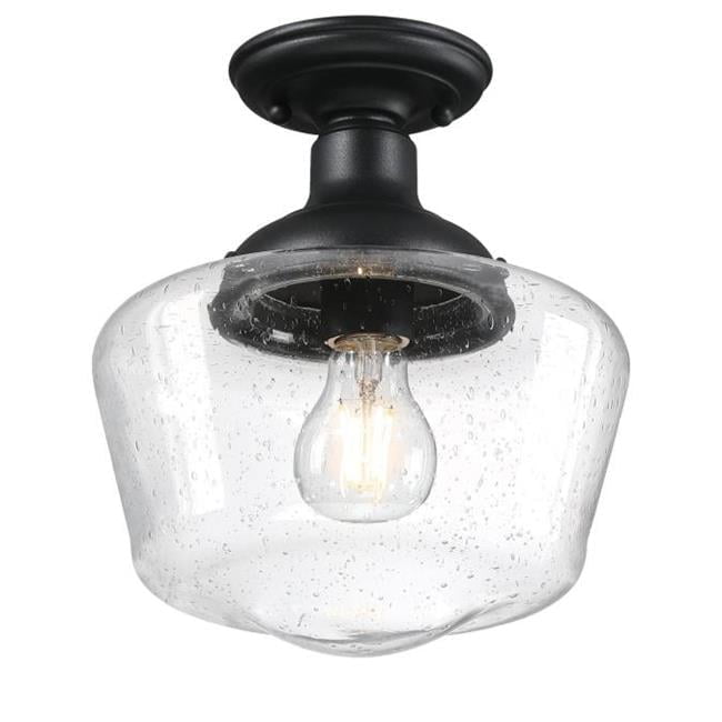 Black and Clear Glass Semi-Flush Mount Ceiling Light