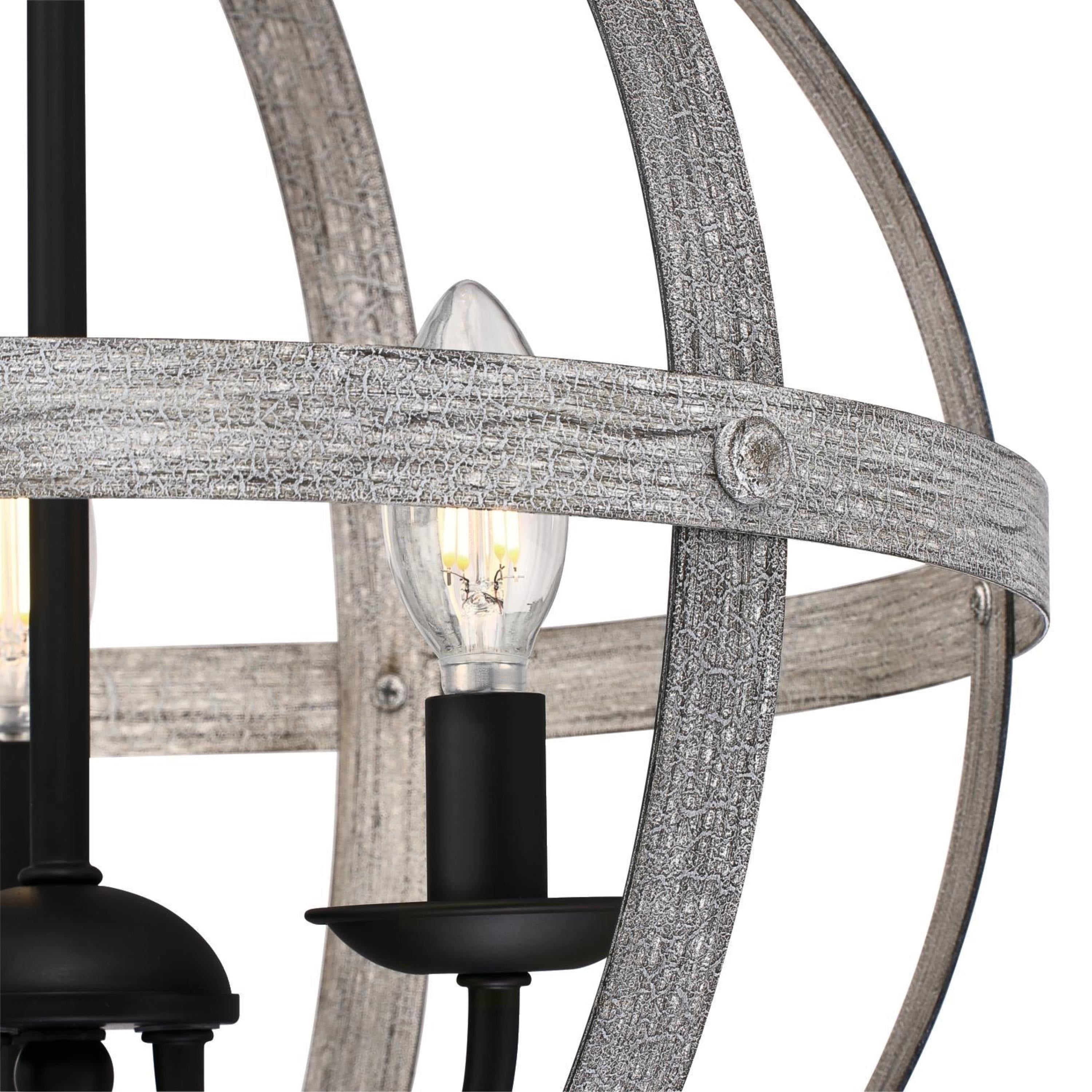 Stella Mira 15" Antique Ash and Matte Black Vintage-Industrial Chandelier