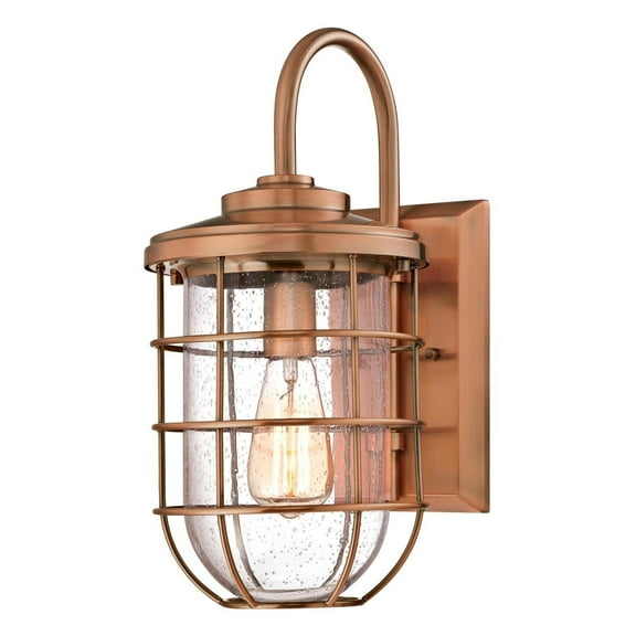 Westinghouse Ferry One-Light Outdoor Wall Fixture, Washed Copper Finish with Clear Seeded Glass