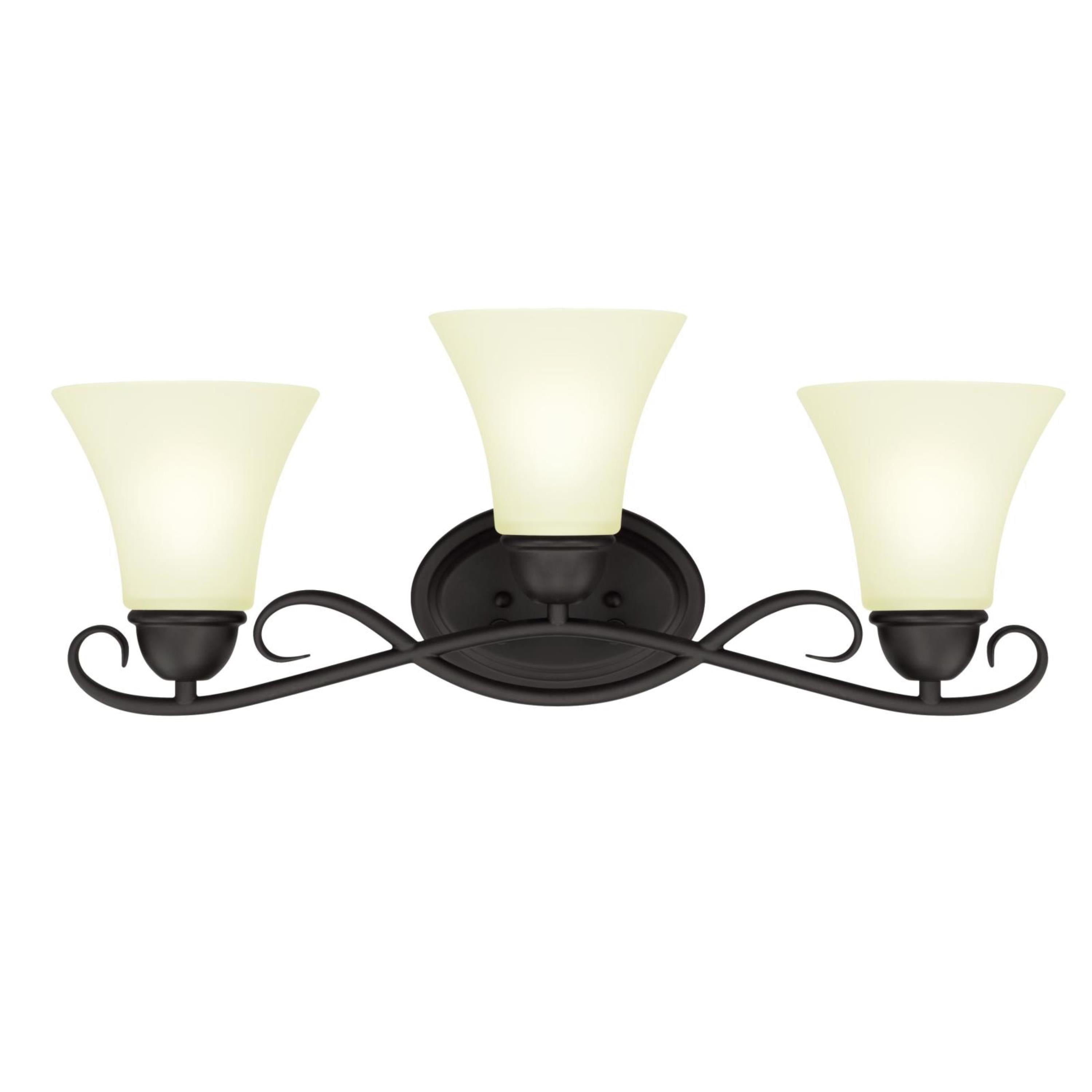 Elegant Bronze Vanity Wall Fixture with Frosted Glass Shades