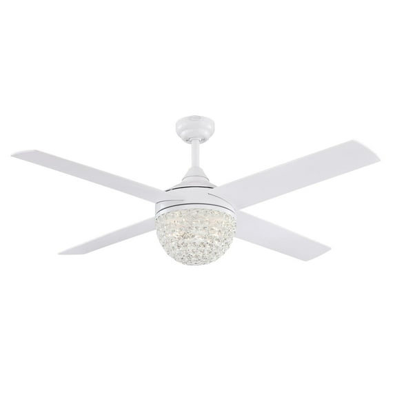 Westinghouse Lighting Westinghouse Kelcie 52-Inch Indoor Ceiling Fan, Dimmable LED Light Kit with Crystal Jewel Shade White N/A