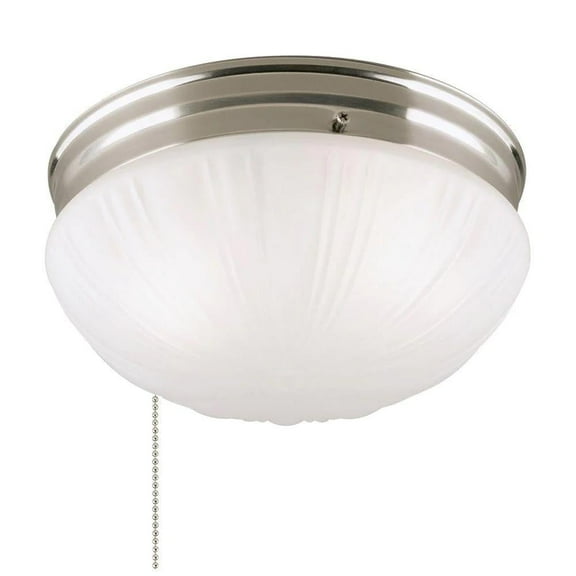 Westinghouse Lighting Westinghouse Two-Light Flush-Mount Interior Ceiling Fixture with Pull Chain Brushed Nickel