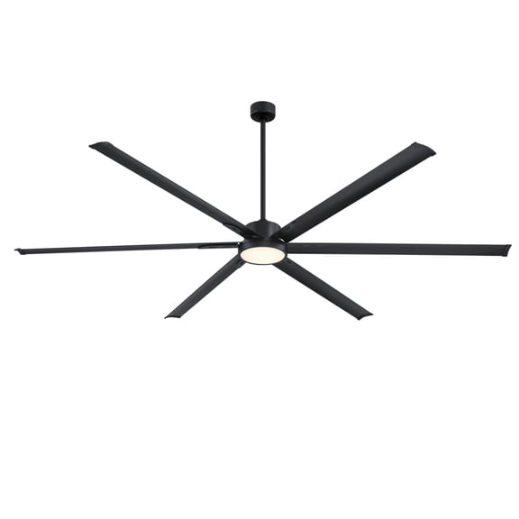 Westinghouse Lighting Widespan 96-Inch Industrial Indoor/Outdoor 6-Blade Matte Black Ceiling Fan, Dimmable LED Light Fixture with Opal Frosted Glass, Remote Control Included, DC Motor