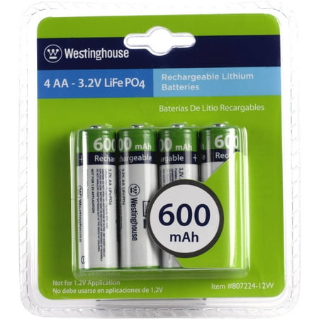 Westinghouse Lithium Rechargeable AA 3.2 Volt Battery, 4 Pack