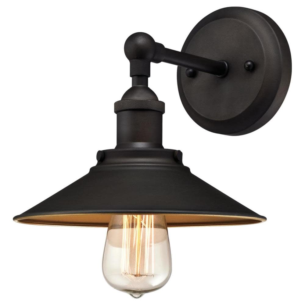 Louis Industrial Bronze Wall Sconce with Metallic Interior