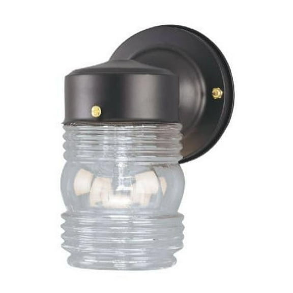 Westinghouse 6688500 One-Light Outdoor Jelly Jar Wall Fixture, Matte Black Finish on Steel with Clear Glass