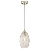 Westinghouse Mini Pendant Brushed Nickel Finish Clear Crackle Glass