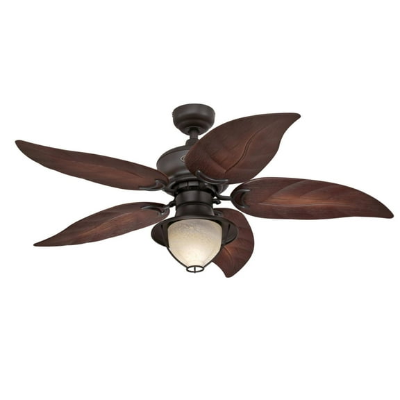 Westinghouse Oasis 48 in. Oil Rubbed Bronze Finish Mahogany ABS Blades Yellow Alabaster Glass