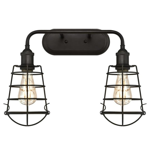 Westinghouse Oliver Two-Light Indoor Wall Fixture, Oil Rubbed Bronze Finish with Cage Shades