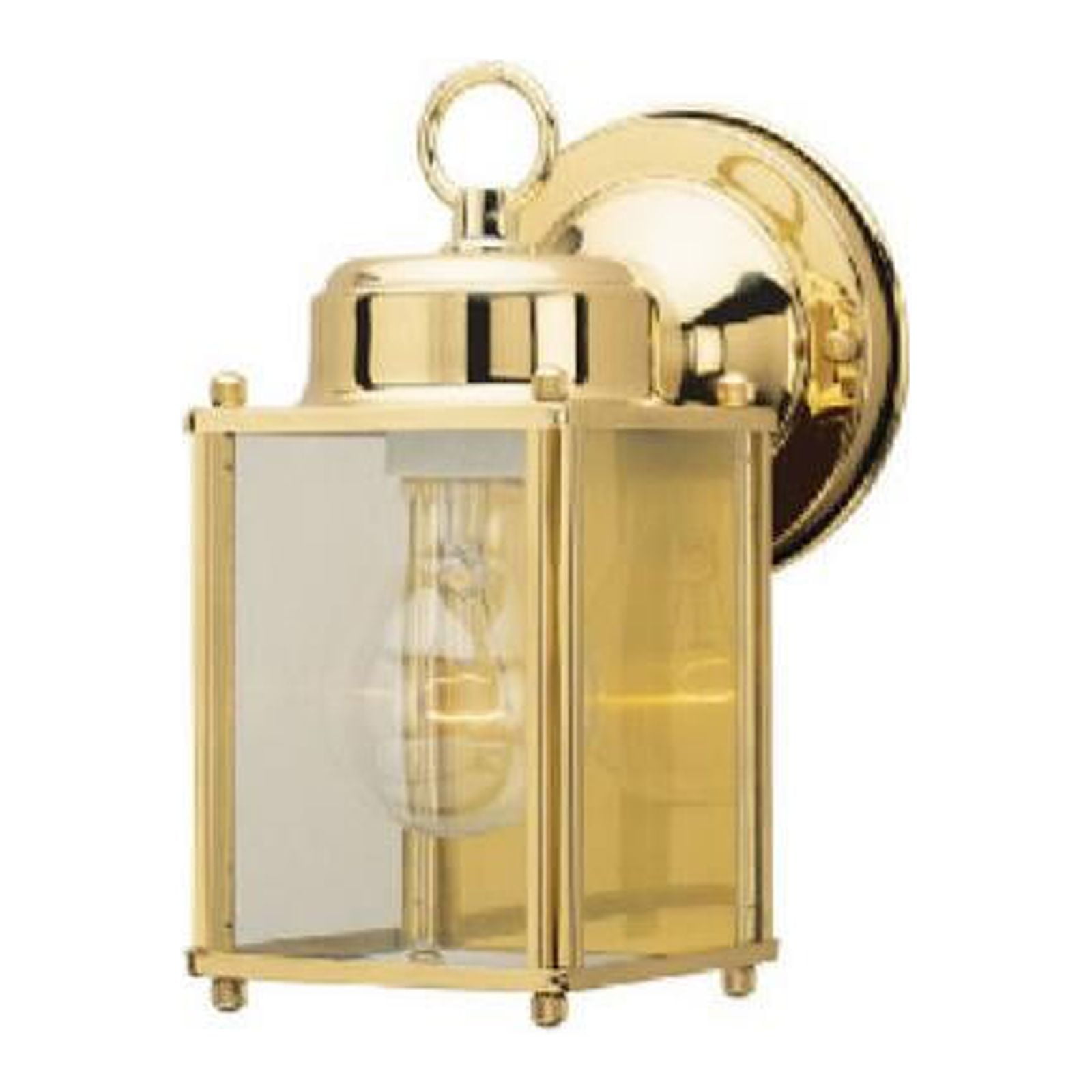 Polished Brass Clear Glass Wall Lantern with Switch