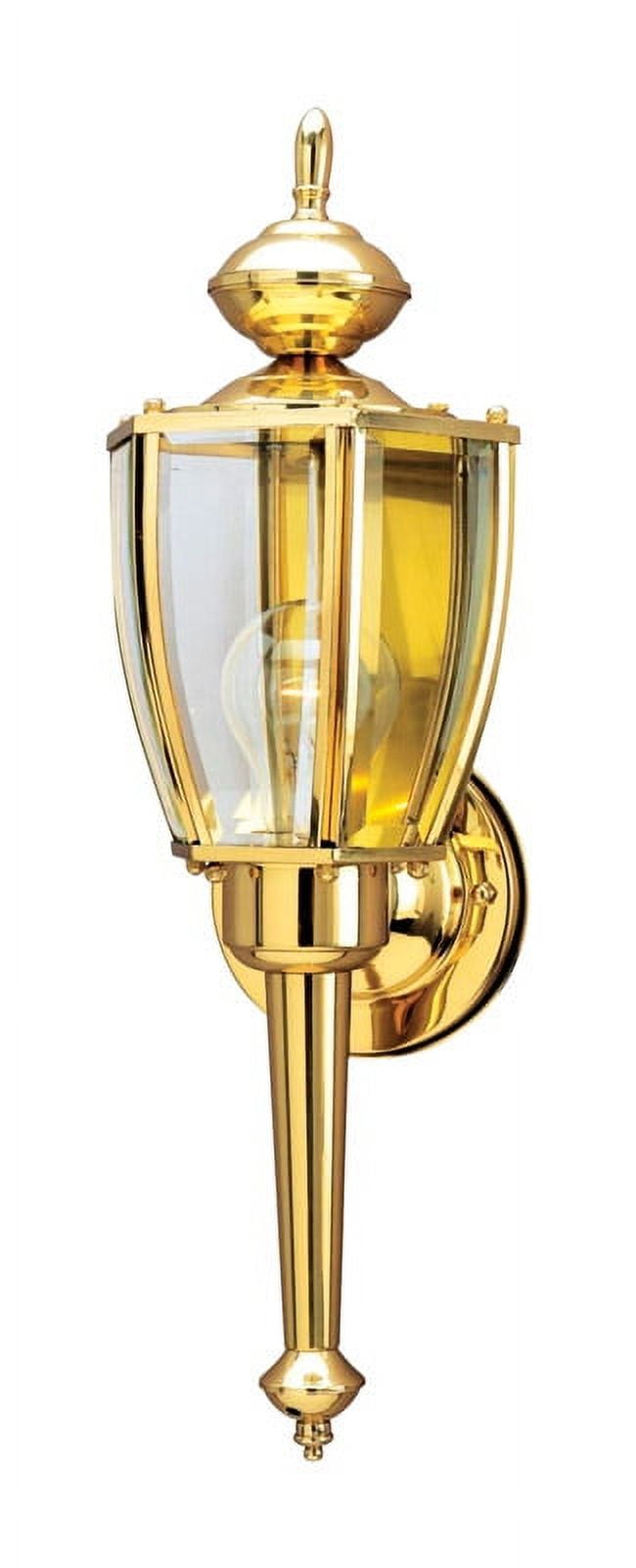 Polished Brass LED Wall Lantern with Clear Glass Panels
