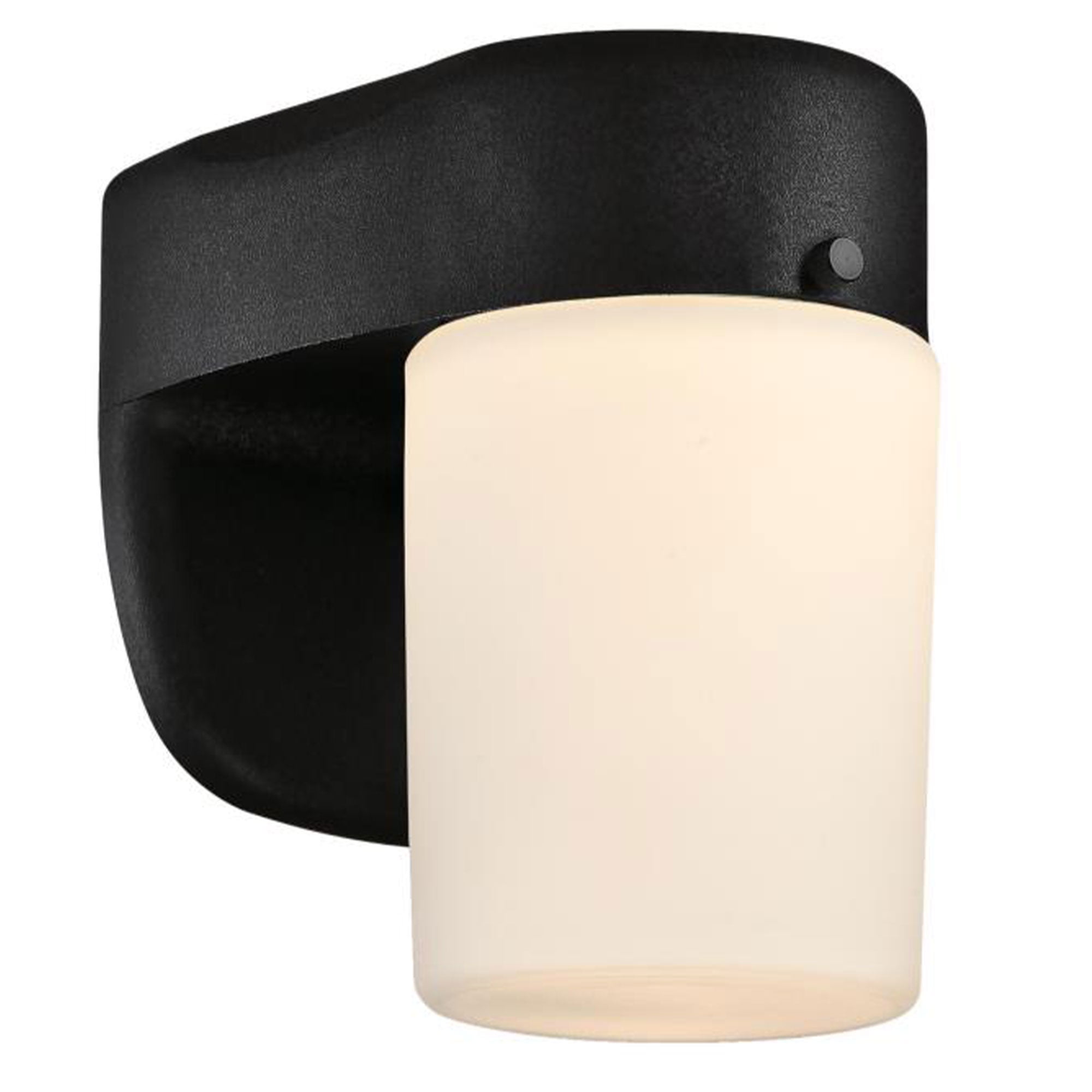 Black Polished LED Outdoor Wall Sconce with Frosted Glass