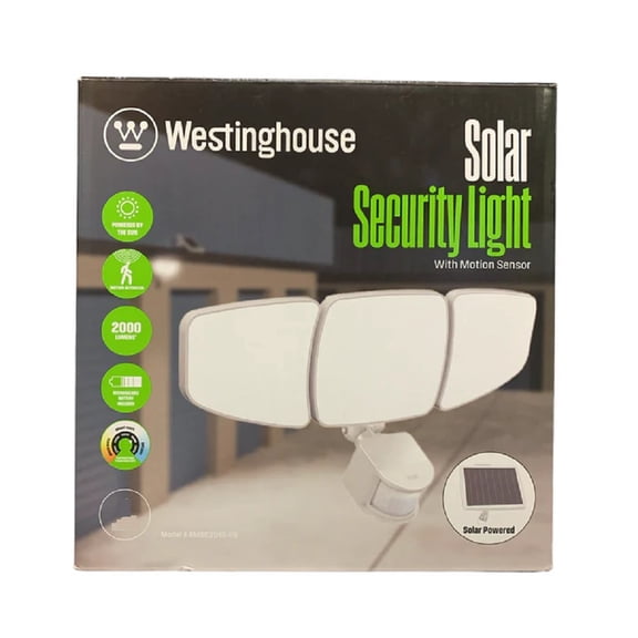 Westinghouse RMSC2010-06 2000 Lumen Solar Powered Security Light with Motion Sensor, White