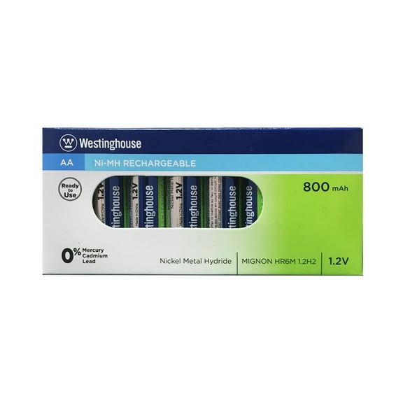 Westinghouse Rechargeable NiMh AA 800mAh Cardboard Box of 8