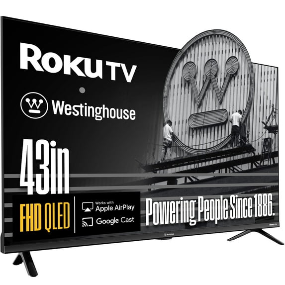 Westinghouse Roku TV - 43 Inch Smart TV, FHD QLED Television w/Dolby Digital+, Wi-Fi & Mobile App Connectivity, Flat Screen, Bluetooth, Compatible w/Apple AirPlay, Alexa, & Google Assistant