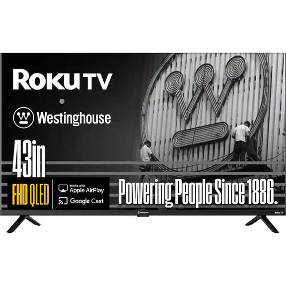 Westinghouse Roku TV - 43 Inch Smart TV, FHD QLED Television w/Dolby Digital+, Wi-Fi & Mobile App Connectivity, Flat Screen, Bluetooth, Compatible w/Apple AirPlay, Alexa, & Google Assistant
