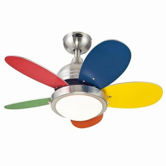 Open Box Westinghouse Roundabout 30 in. Brushed Nickel Finish Reversible Blades (Multi-Color/White) Opal Frosted Glass