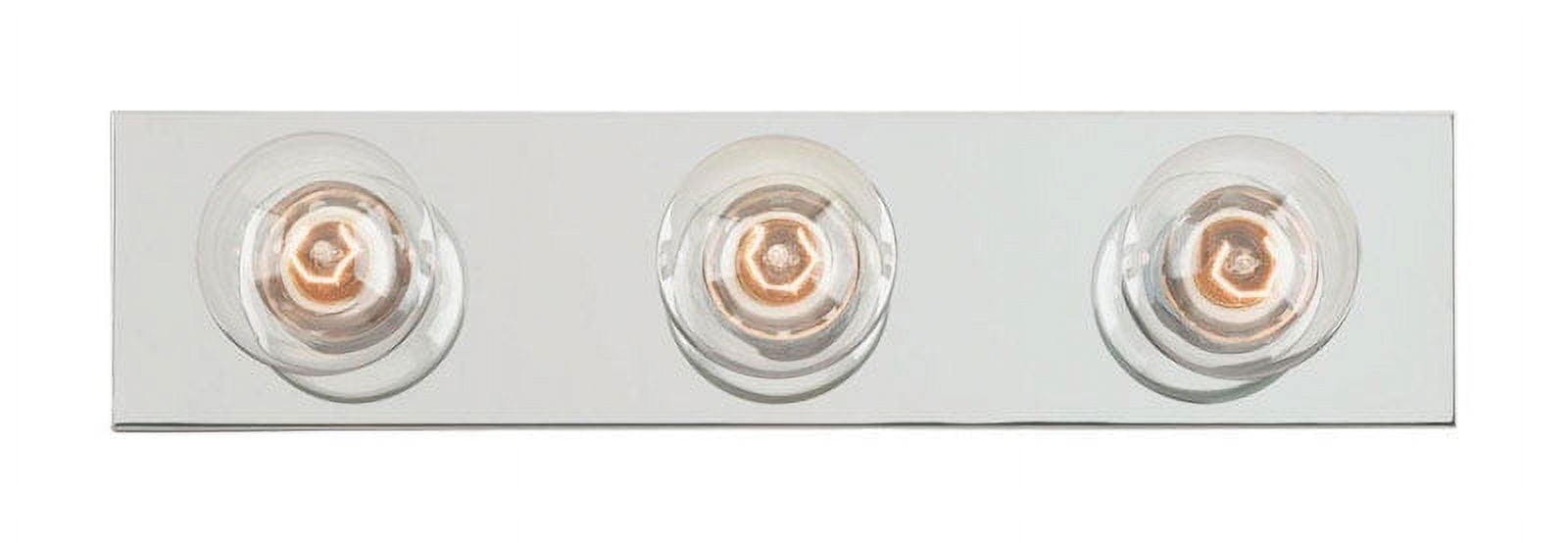 Chrome 3-Light Bathroom Bar Fixture with Clear Glass Shades
