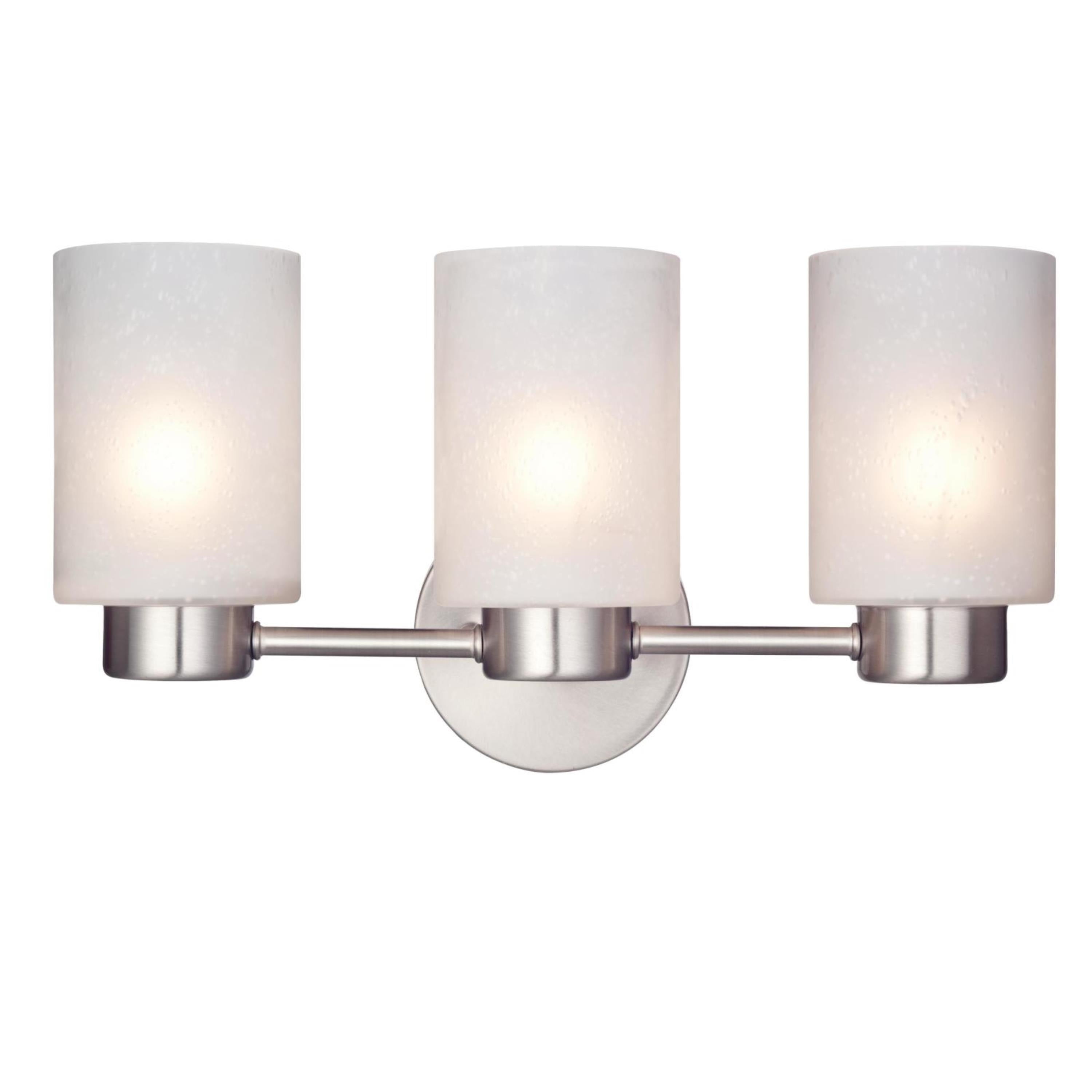 Elegant Brushed Nickel 3-Light Wall Sconce with Frosted Seeded Glass