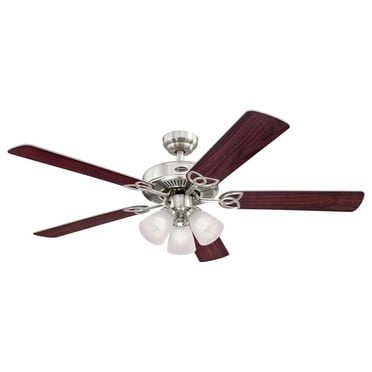Westinghouse Vintage Ceiling Fan w/ Light Kit, 52", Brushed Nickel Finish
