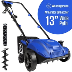 Westinghouse W13ADAC 13-Inch 12 Amp 2-in-1 Corded Electric Dethatcher and Aerator with 8 Gallon Thatch Collection Bag, 4-Position Depth Adjustment, Foldable Handle