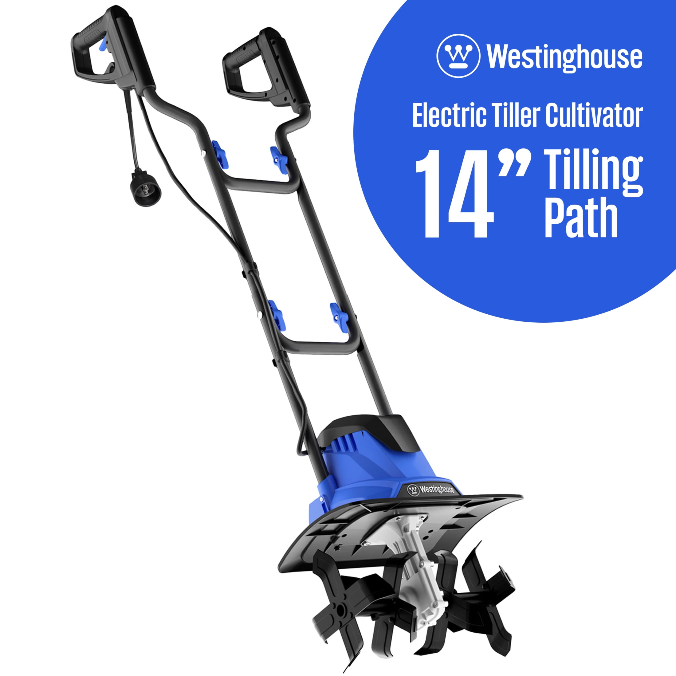 Westinghouse W14TCAC 14-Inch, 10 Amp Corded Electric Tiller Cultivator for Gardening, with 4 Steel Blades