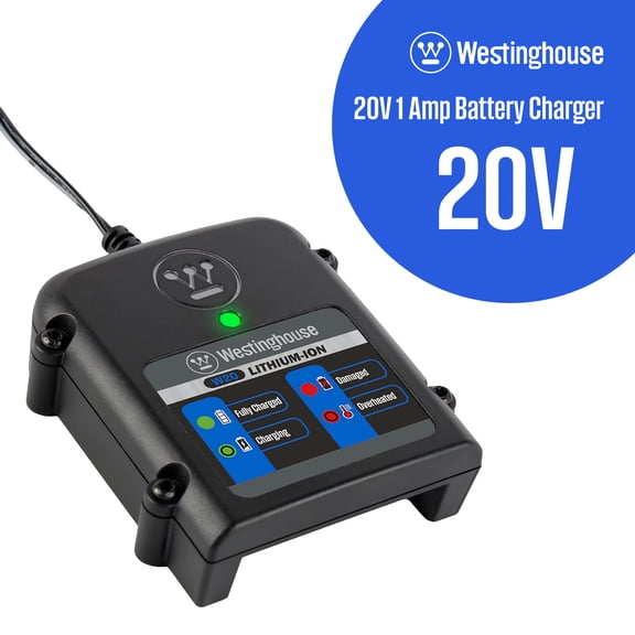 Westinghouse W20V1AMP 20 Volt 2 Amp Fast Charger, 120V, Universal 20V Lithium-ion Battery Charger, Compatible 20V Batteries (W20V2AH, W20V4AH, W20V5AH)