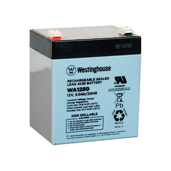 Westinghouse WA1250-F1, 12V 5Ah F1 Terminal Sealed Lead Acid SLA Rechargeable Battery