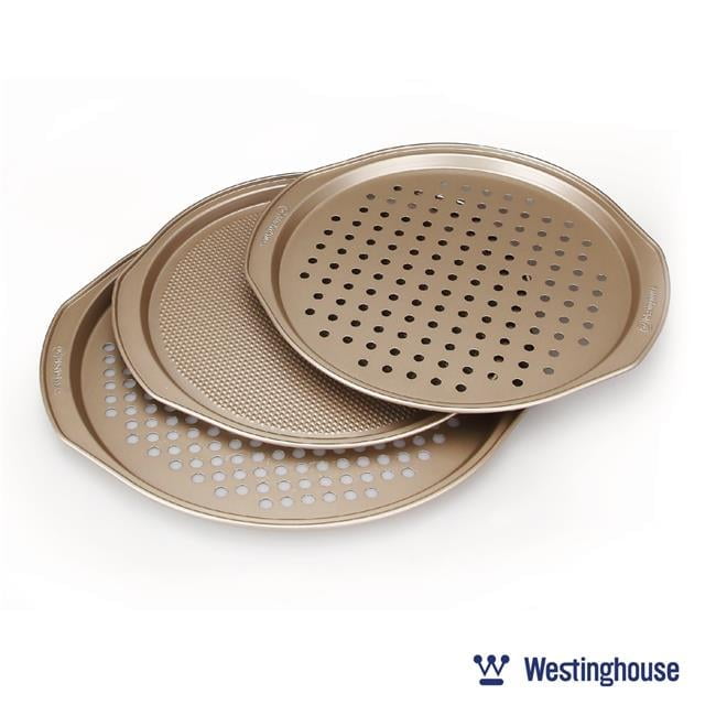 Westinghouse Gold Carbon Steel Nonstick Pizza Pan Set, 3-Piece
