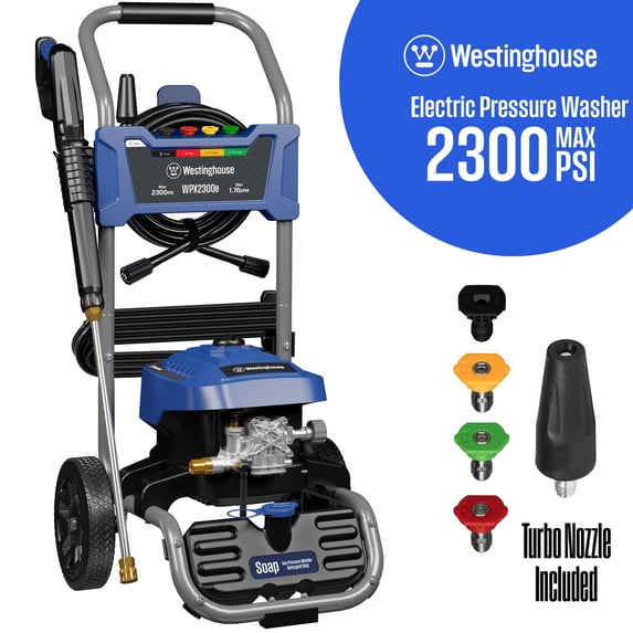 Westinghouse WPX2300e Heavy Duty 2300 Max PSI 1.76 Max GPM Electric Pressure washer with 5 Spray Tips and Soap Tank