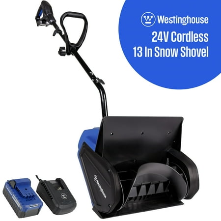 Westinghouse WSnow13S 24V Cordless Snow Shovel 13 Inch Kit, 24V 4Ah Battery, 2.2A Fast Charger, Electric Snow Shovel with 20ft Throwing Distance, Plows 300lbs/min, Compatible with Snow Joe Batteries