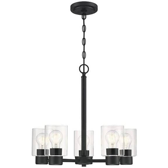 Westinghouse Westinghouse Lighting 6115300 Sylvestre Transitional Five Light Indoor Chandelier, Matte Black Finish, Clear Glass