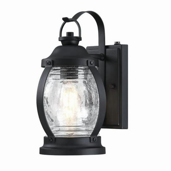 Westinghouse Westinghouse Lighting 6120400 Canyon Craftsman-Style One Light Outdoor Wall Fixture with Dusk to Dawn Sensor, Textured Black Finish, Clear Crackle Glass