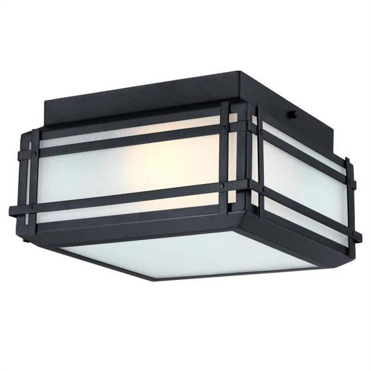 Textured Black Frosted Glass Outdoor Flush Mount Light