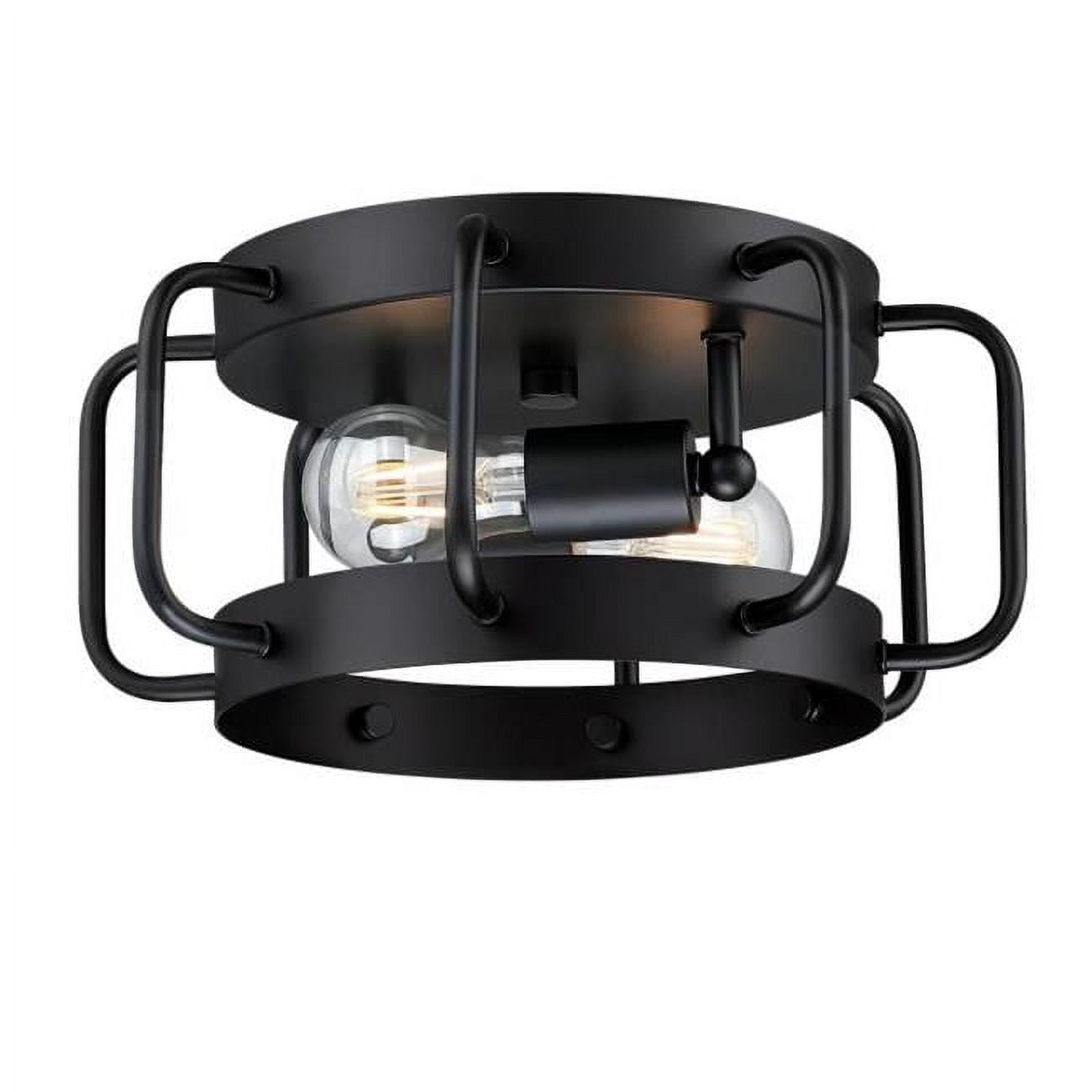 Matte Black Glass Drum Flush Mount Ceiling Light