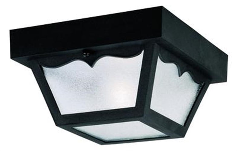 High Impact Black Matte Outdoor Ceiling Light with Clear Glass