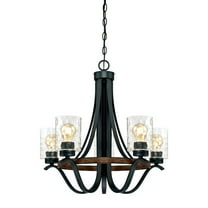 Westinghouse Lighting  Barnwell Five-Light Indoor Chandelier Textured Iron and Barnwood 5-Light Painted