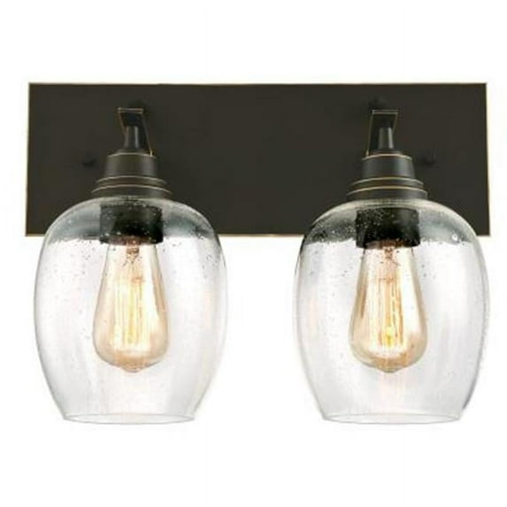 Westinghouse Eldon Two-Light Indoor Wall Fixture, Oil Rubbed Bronze Finish with Highlights and Clear Seeded Glass