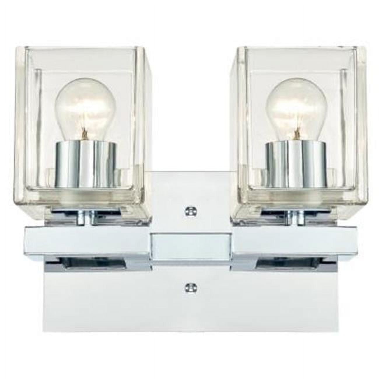 Chrome 2-Light Wall Fixture with Clear Glass Shades