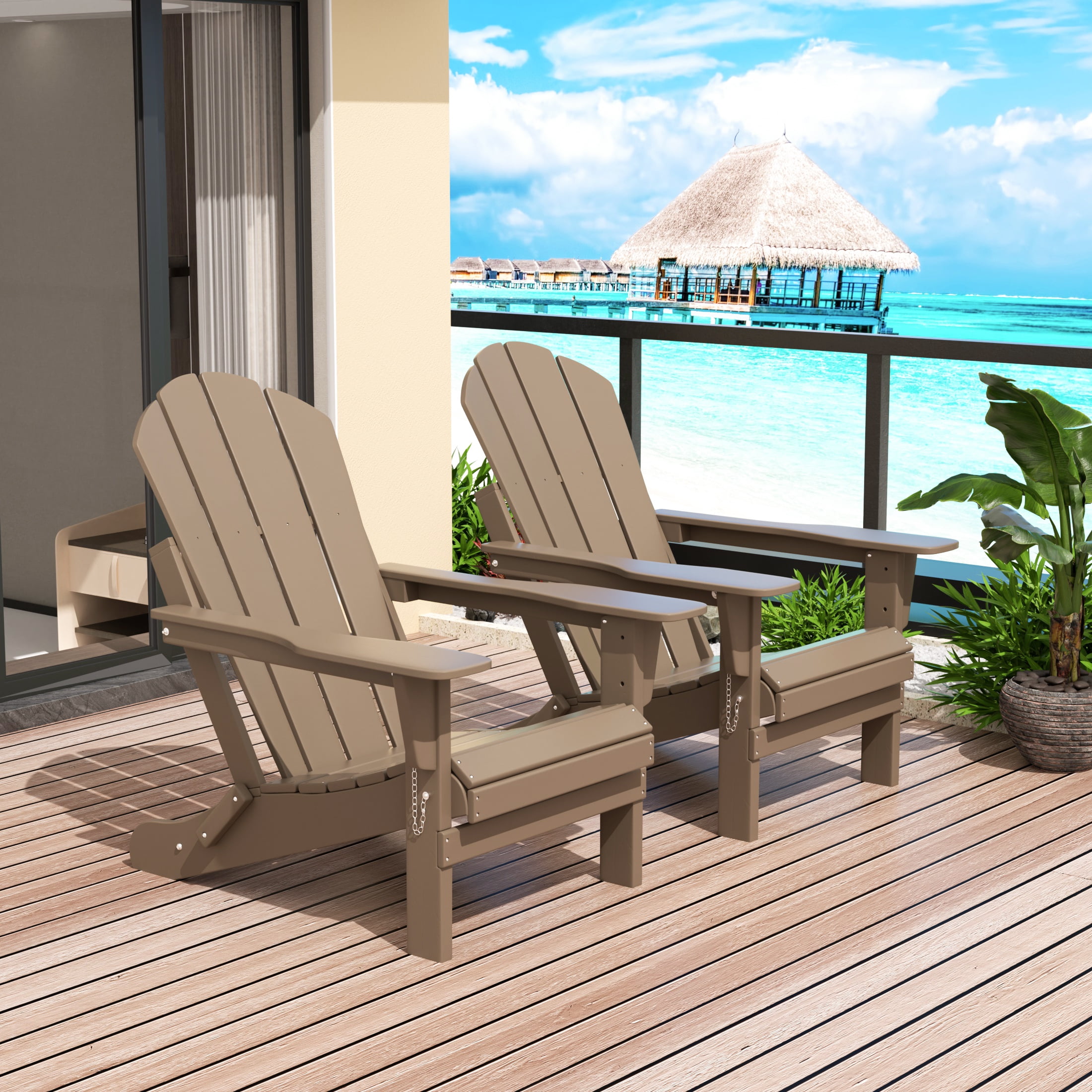 Westintrends 2 Pcs Tall Poly Outdoor Folding HDPE Adirondack Patio