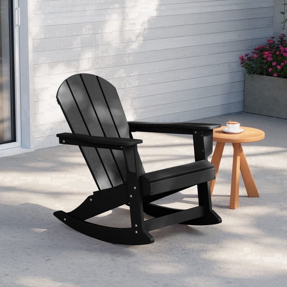 WestinTrends Malibu Outdoor Patio Porch Rocking Adirondack Chair, Black